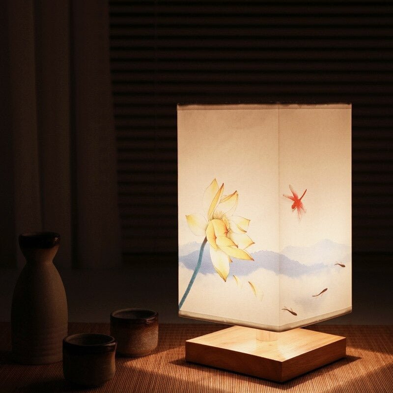 Kyomi Table Lamp With Minimalist Wooden Accent Light For Contemporary Home Decor
