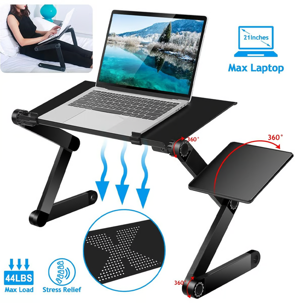 Ergonomic Adjustable Laptop Stand With Rotating Legs And Mouse Pad For 21 Inch Laptops
