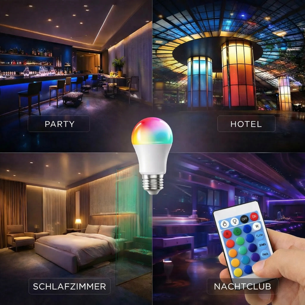 نيونيكس لمبة LED E27 RGB — ألوان وسطوع يمكن التحكم بهما عن بُعد