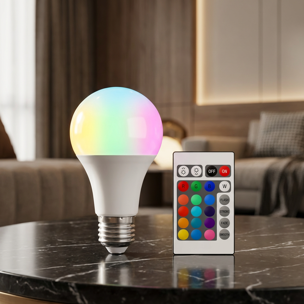 نيونيكس لمبة LED E27 RGB — ألوان وسطوع يمكن التحكم بهما عن بُعد