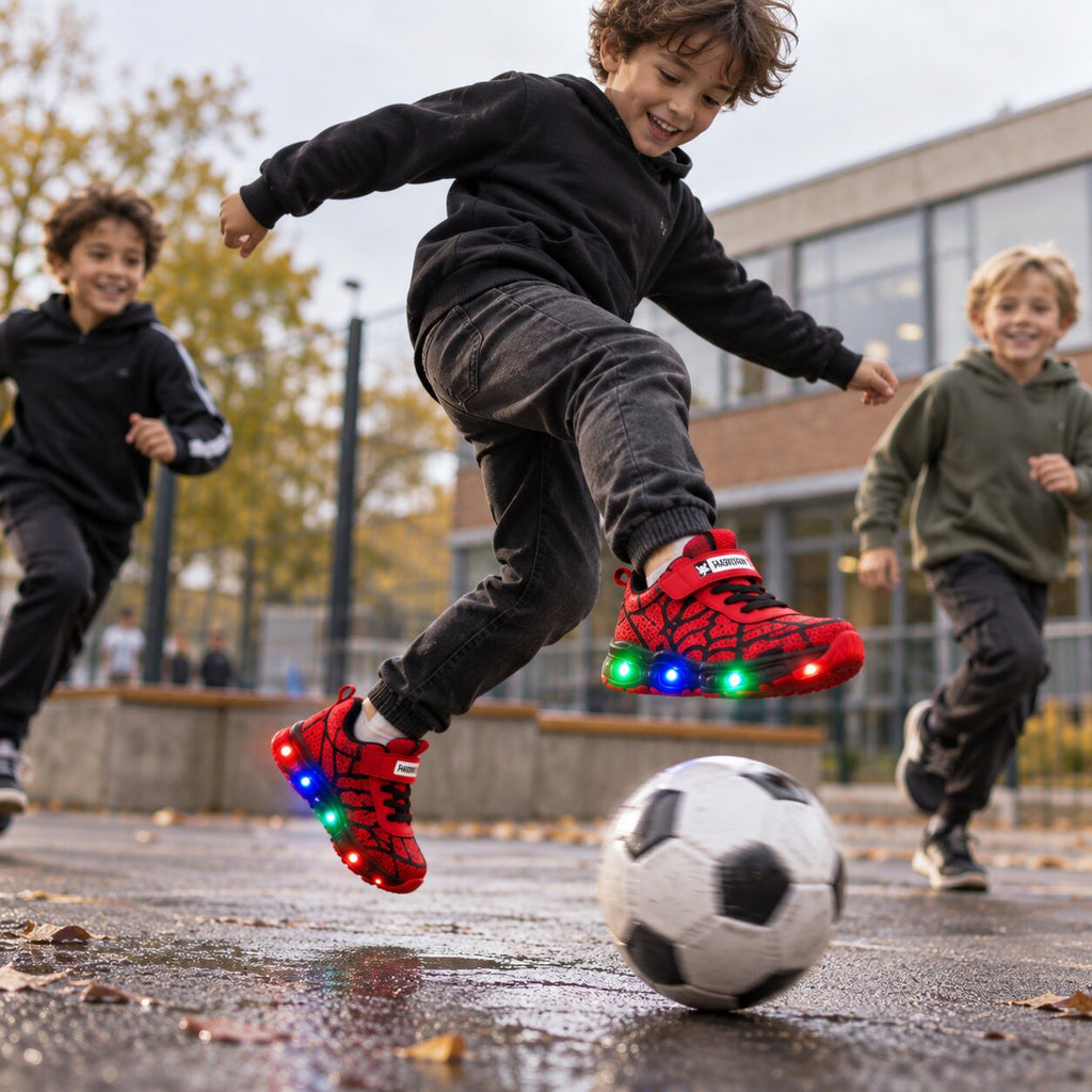 Light Hero LED-es gyerek sportcipő — tépőzáras rögzítés, világító talp