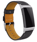 Řemínek hodinek Fitbit Charge 4 — hladká černá kožená náhrada