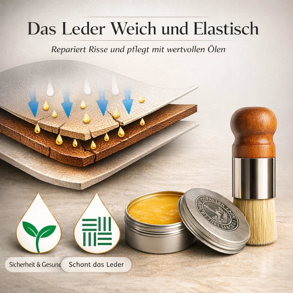 LederGlanz Leather Balm for Sofas, Car Seats, Shoes & Accessories — Shine and Crack Protection