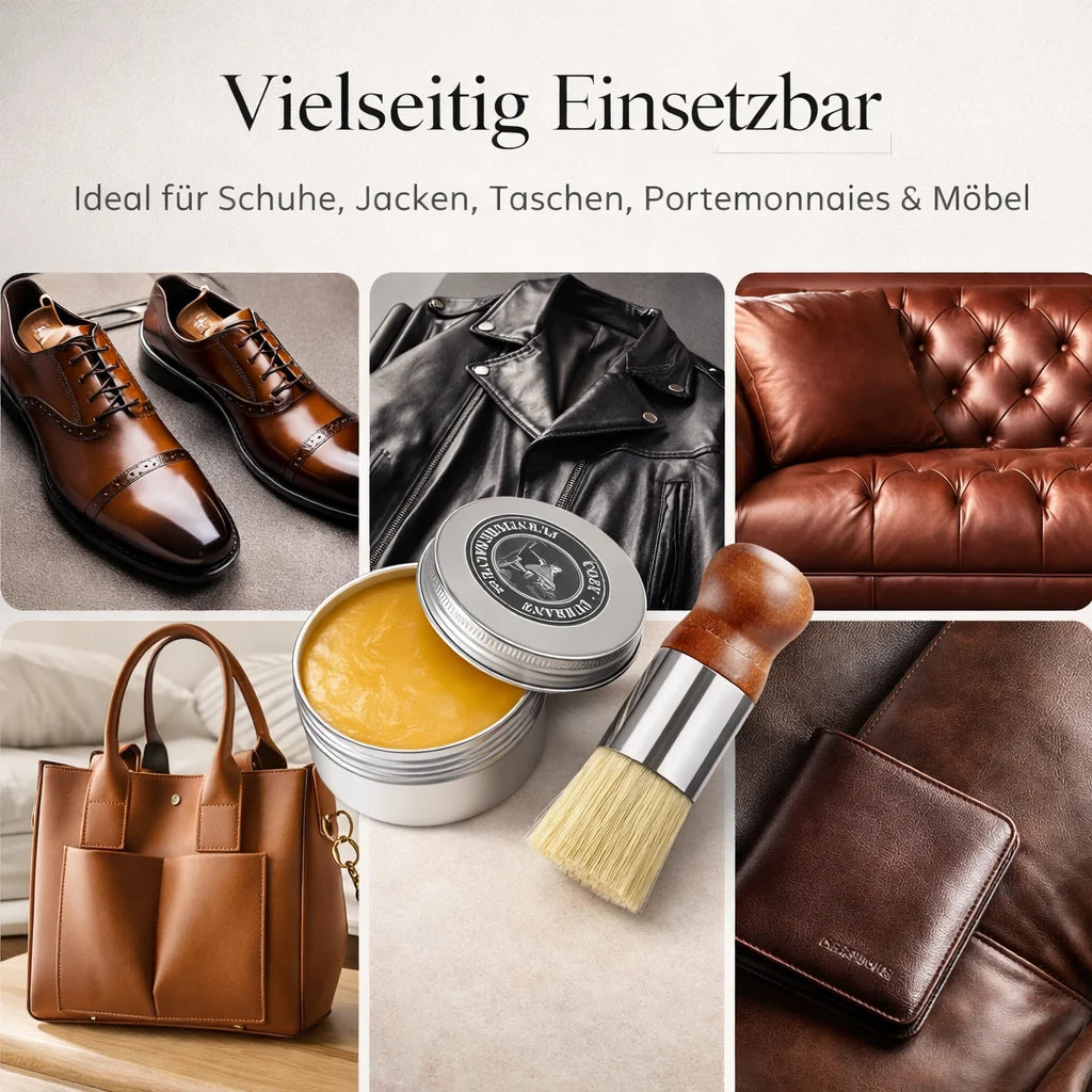 LederGlanz Leather Balm for Sofas, Car Seats, Shoes & Accessories — Shine and Crack Protection