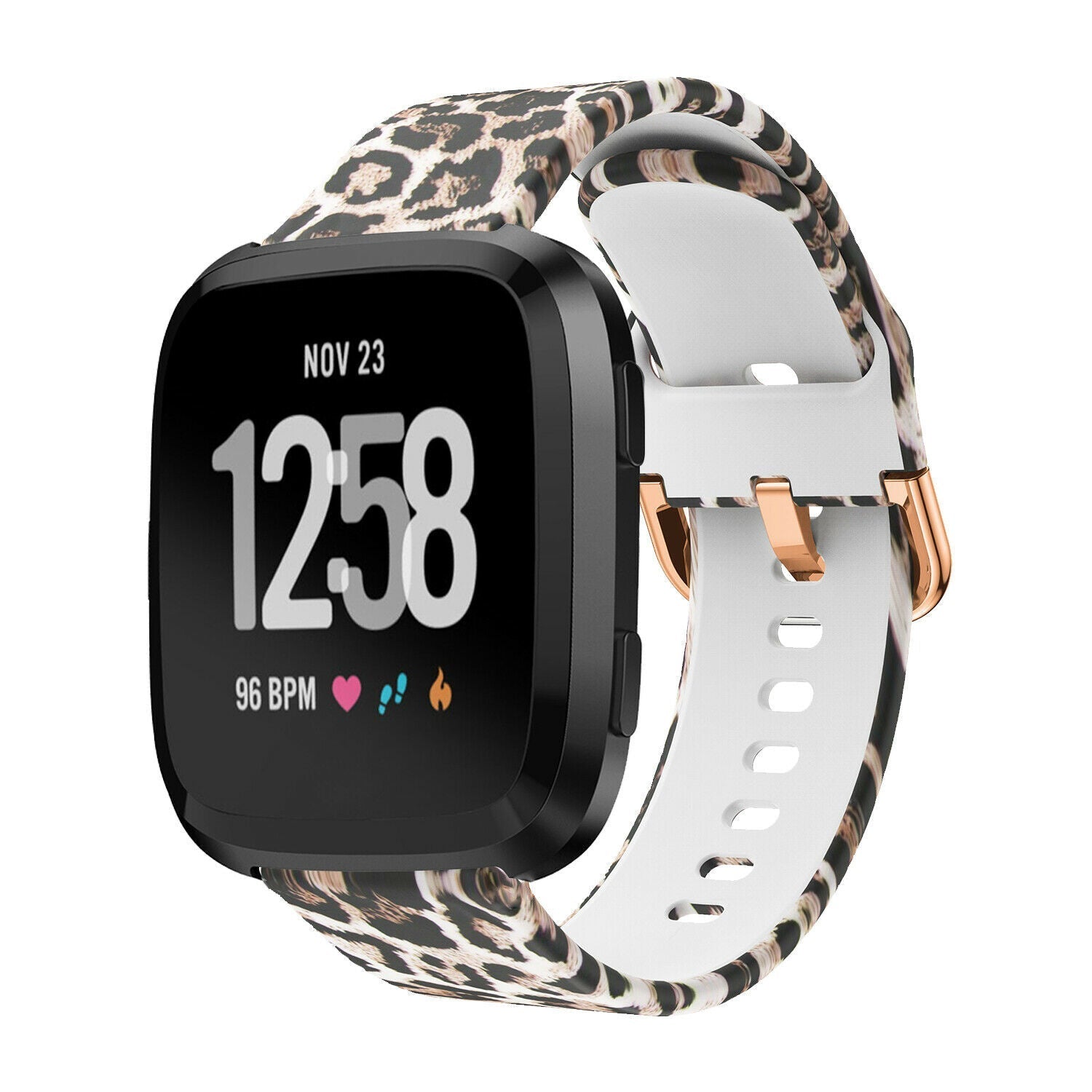 Lucky Leopard-siliconenband — flexibele, comfortabele pasvorm voor Fitbit Versa en Versa 2