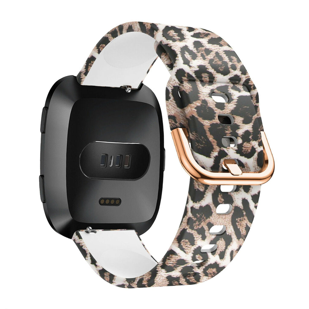 Lucky Leopard-siliconenband — flexibele, comfortabele pasvorm voor Fitbit Versa en Versa 2