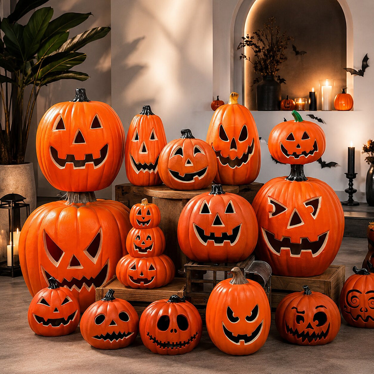 Glødende Halloween-gresskardekorasjon — 10 skumle Jack-o’-lantern-ansiktsdesign