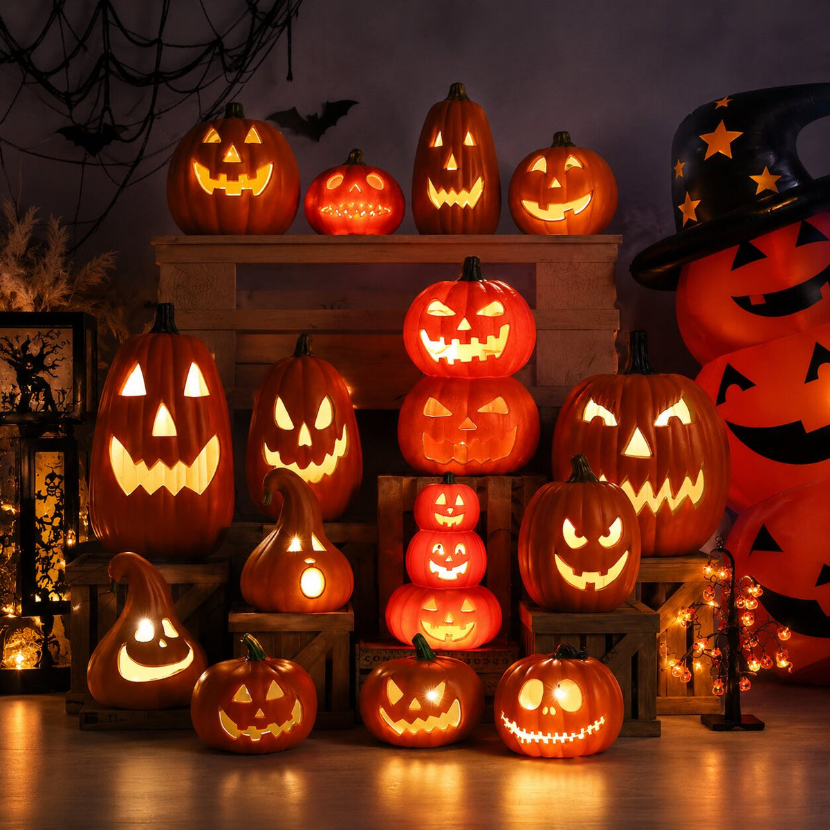 Glødende Halloween-gresskardekorasjon — 10 skumle Jack-o’-lantern-ansiktsdesign