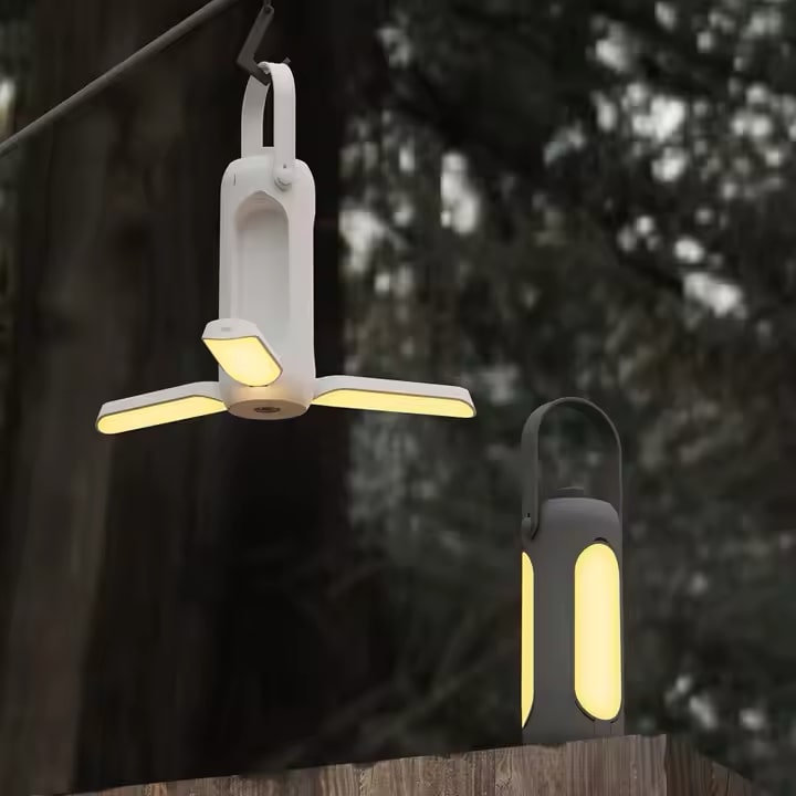 LichtHeld Lámpara de camping recargable para mesa — Luz regulable de forma continua, batería externa integrada