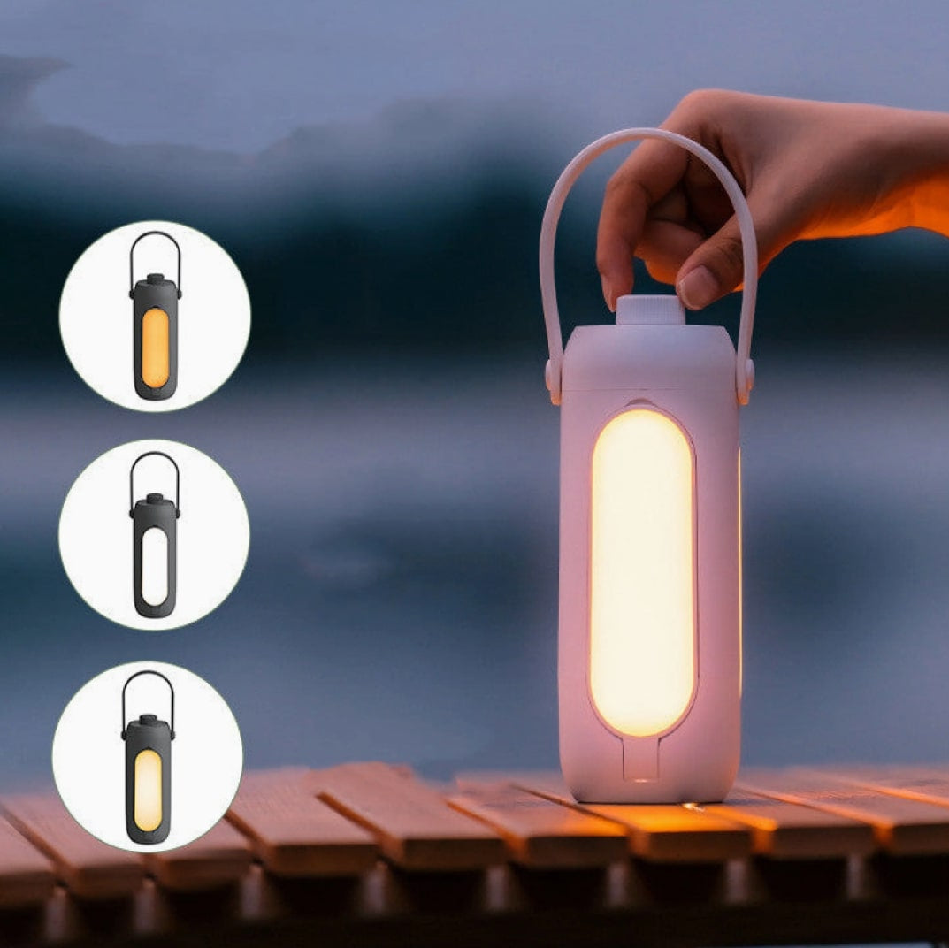 LichtHeld Lámpara de camping recargable para mesa — Luz regulable de forma continua, batería externa integrada