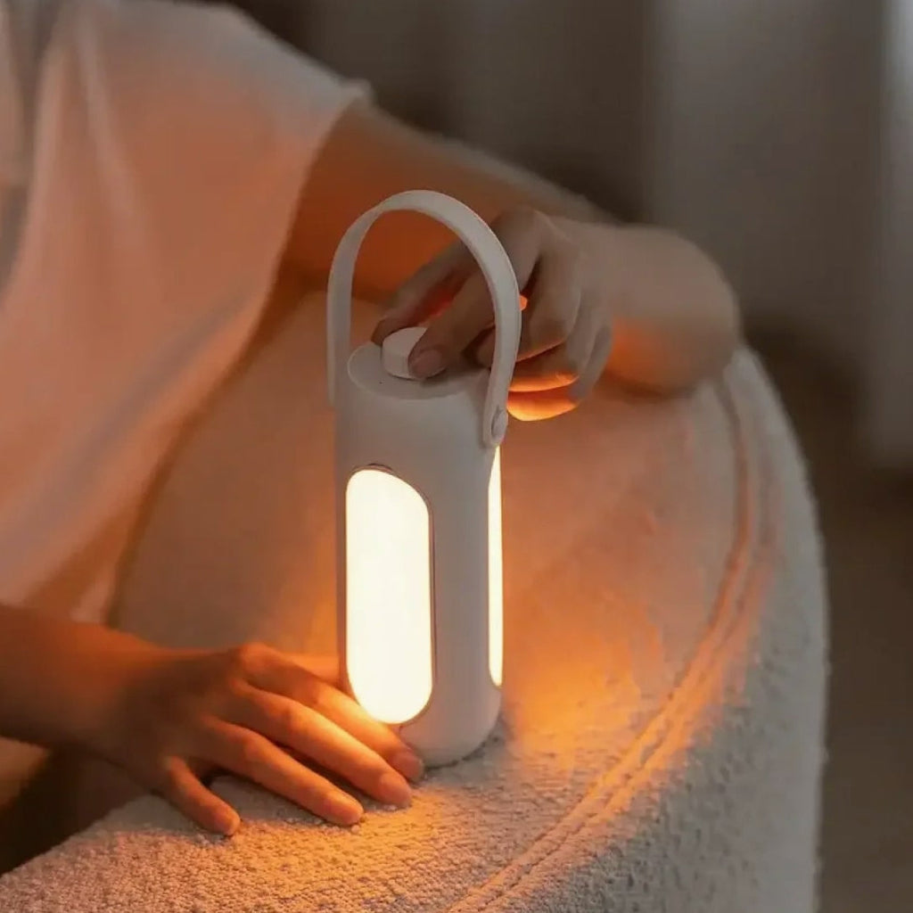 LichtHeld Lámpara de camping recargable para mesa — Luz regulable de forma continua, batería externa integrada
