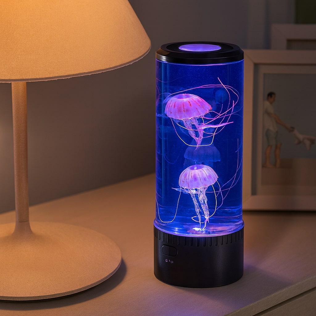 LichtWelle LEDベッドサイドランプ - 浮遊するクラゲのような効果と心地よい色の変化