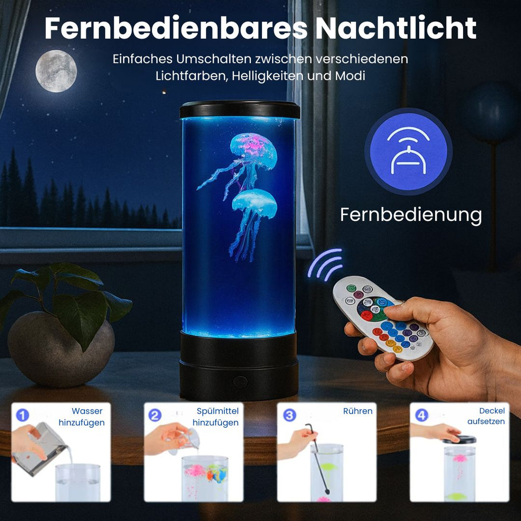 LichtWelle LEDベッドサイドランプ - 浮遊するクラゲのような効果と心地よい色の変化