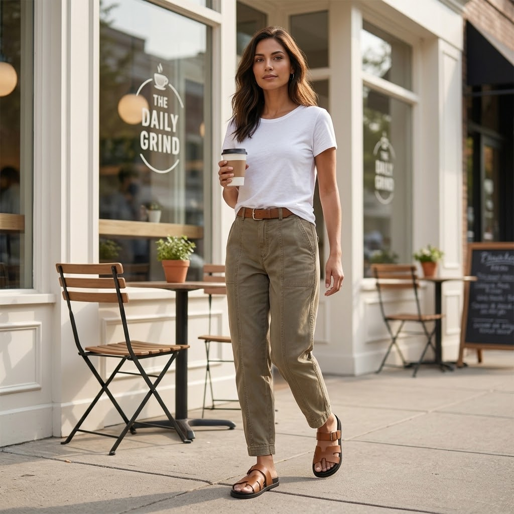 High Waist Tapered Trousers With Folded Ankle Cuffs For Everyday Wear