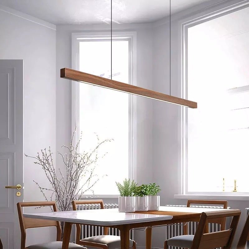 SolaraWood Pendant Light With Adjustable Height For Dining Rooms And Kitchen Areas LED Illumination