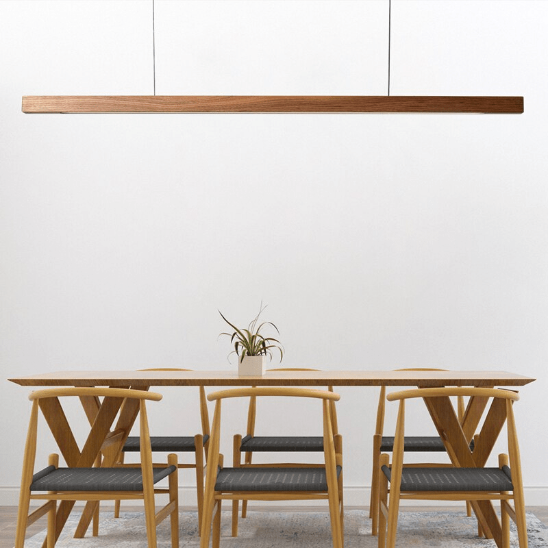 SolaraWood Pendant Light With Adjustable Height For Dining Rooms And Kitchen Areas LED Illumination