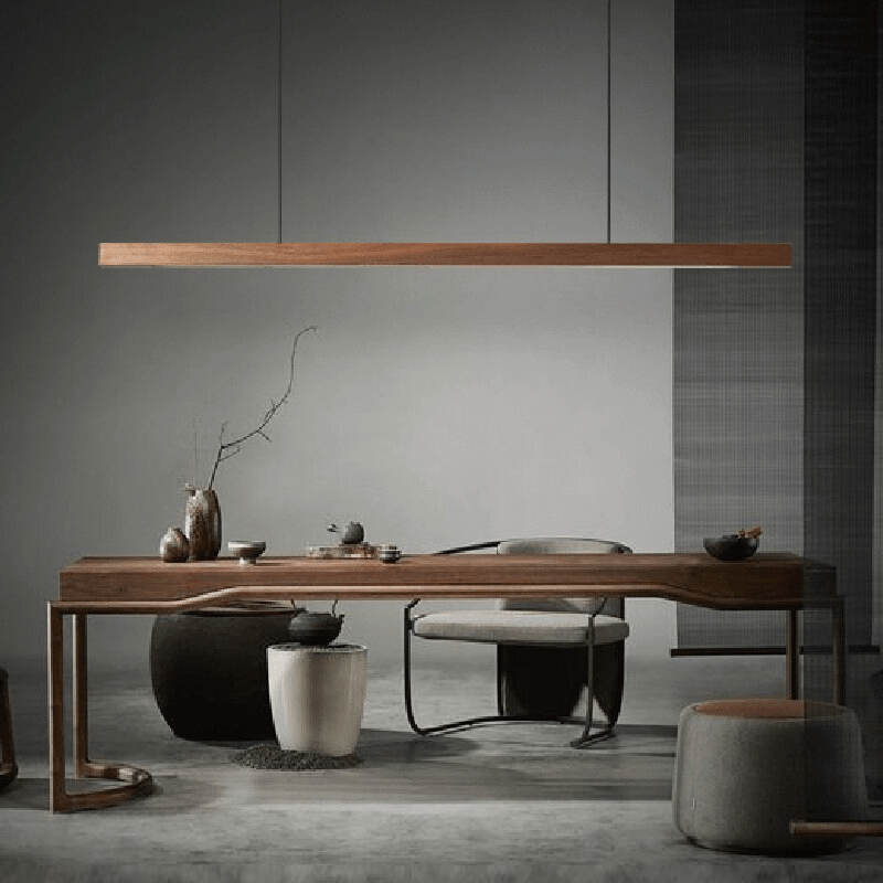 SolaraWood Pendant Light With Adjustable Height For Dining Rooms And Kitchen Areas LED Illumination