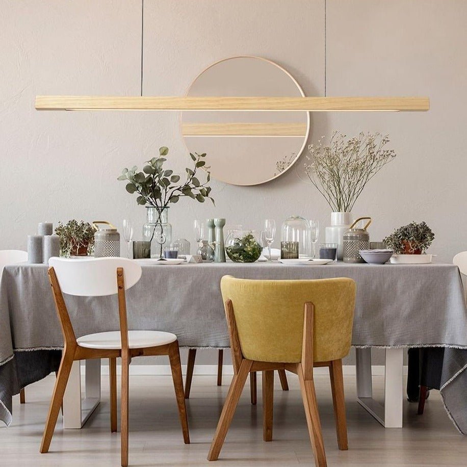 SolaraWood Pendant Light With Adjustable Height For Dining Rooms And Kitchen Areas LED Illumination
