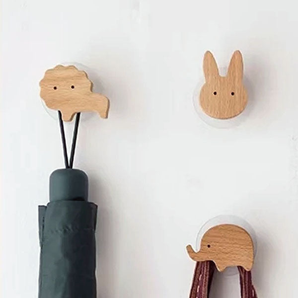 Wooden Animal Wall Hooks Self Adhesive Coat Rack For Kids Room Scandinavian Wall Decor