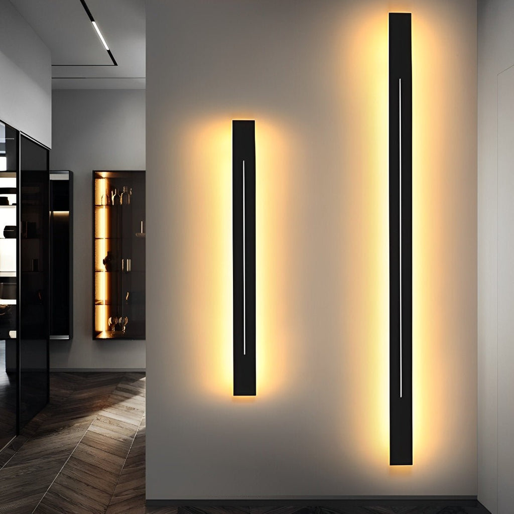 Lineární LED pásková nástěnná lampa z černého železa s akrylovým panelem pro obývací pokoj a ložnici