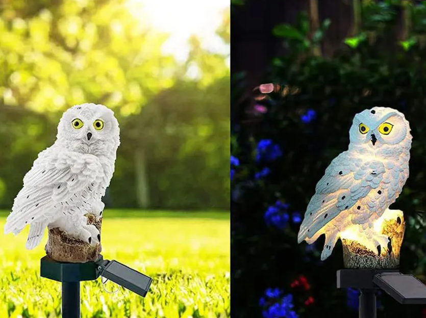 Owl Solar Garden Light With LED, IP65 Waterproof, Warm White Decoration
