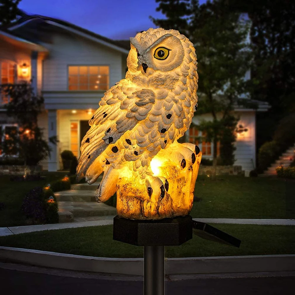 Owl Solar Garden Light With LED, IP65 Waterproof, Warm White Decoration