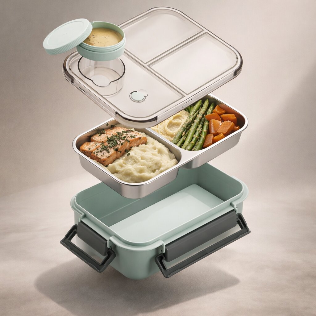Esskraft Insulated Food Container — Multi-Compartment, Leak-Resistant Lunch Box