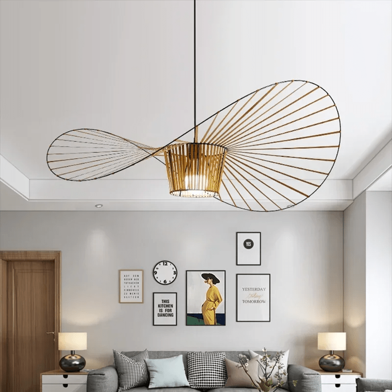 The Vexaera Chandelier That Uses Iron Fabric Elements With Art Deco Lighting Design