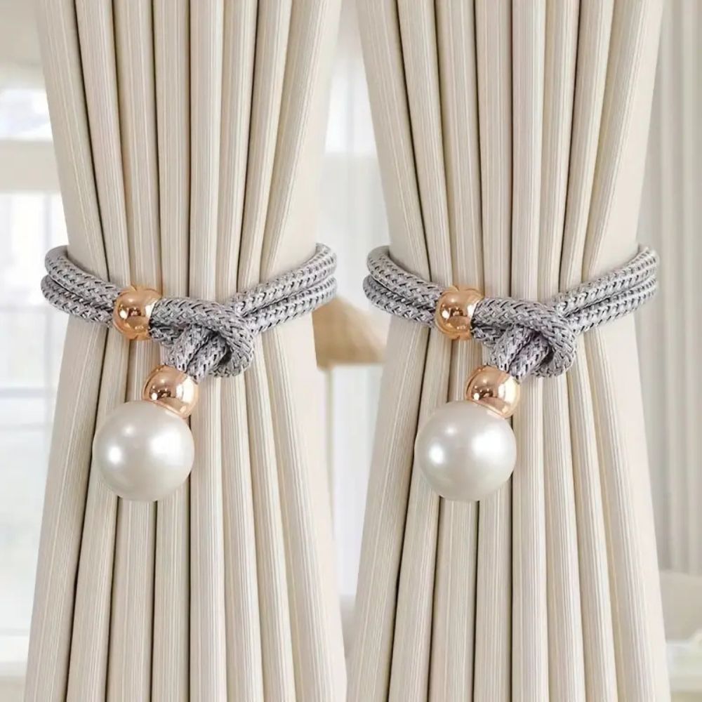 Pearl Accent Curtain Tie Backs | 2 Pc Set | Ka-mostore