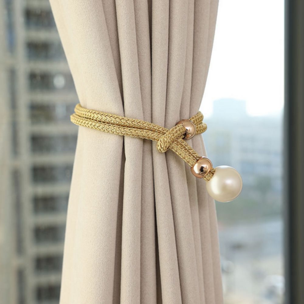 Pearl Accent Curtain Tie Backs | 2 Pc Set | Ka-mostore