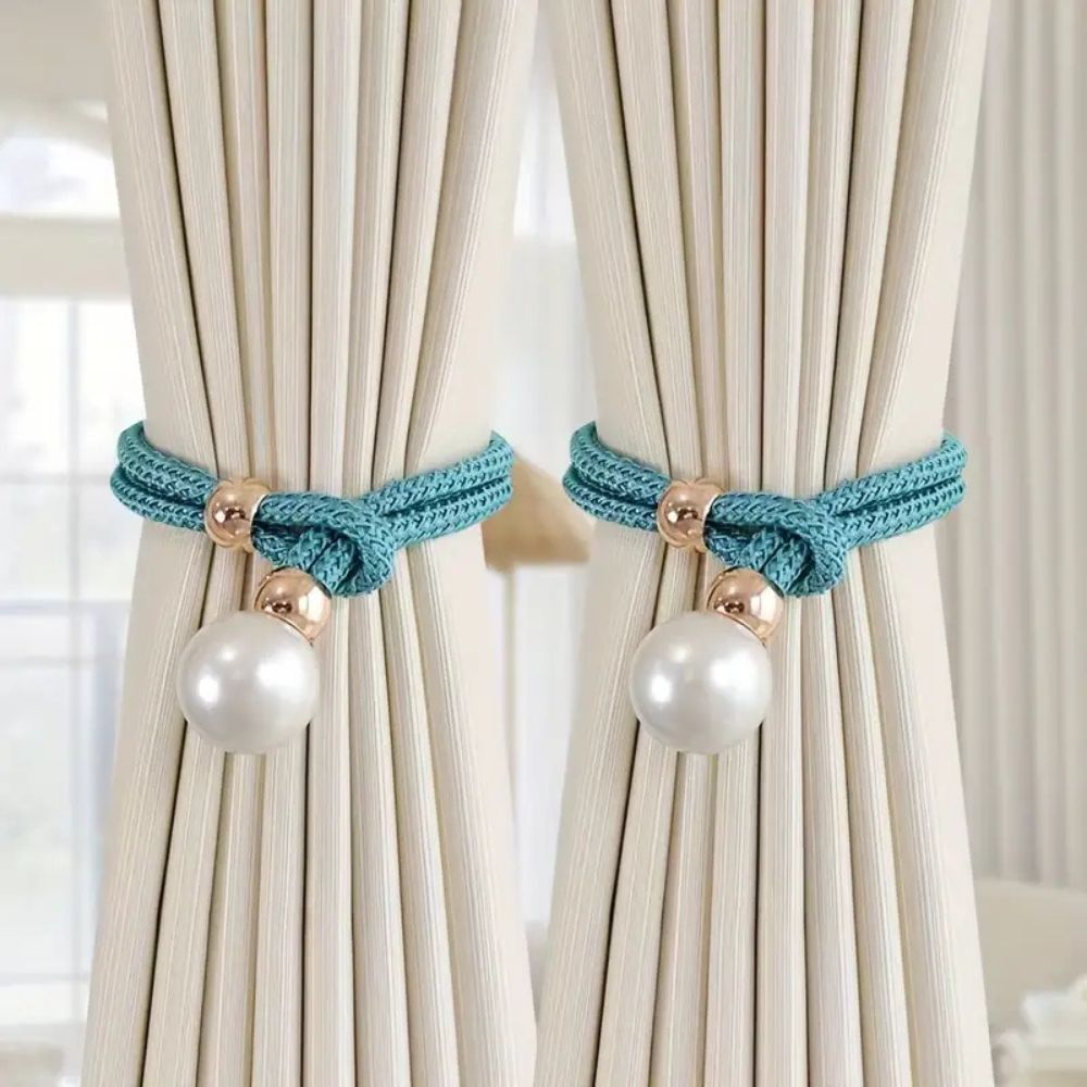 Pearl Accent Curtain Tie Backs | 2 Pc Set | Ka-mostore