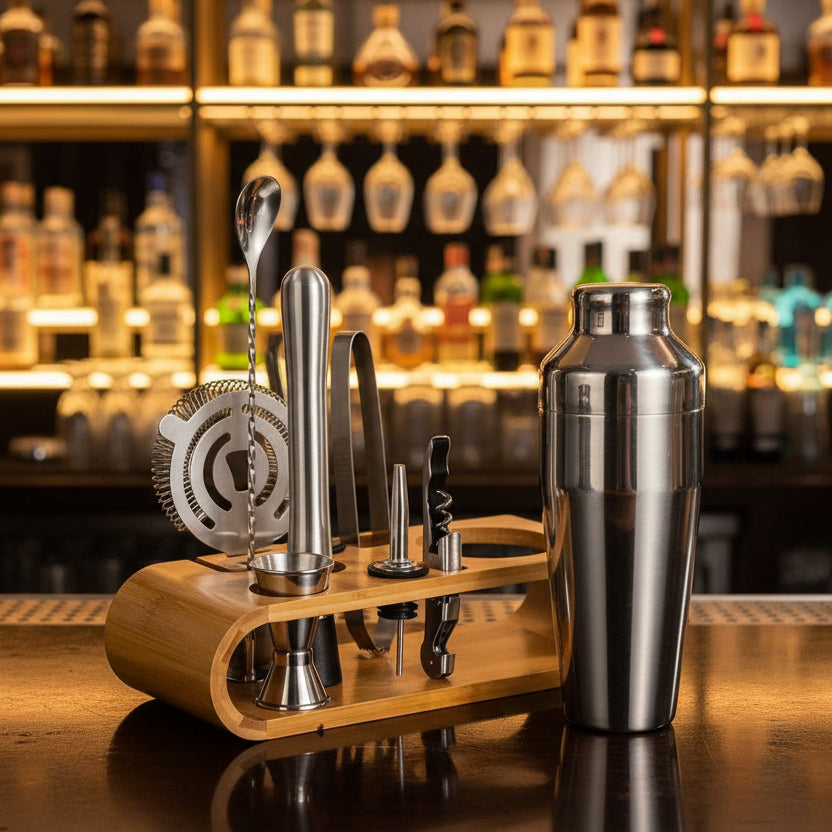 10-piece stainless steel bar tool set for home mixology | Ka-mostore