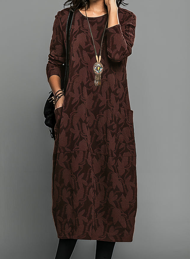 Robe tunique midi imprimée décontractée pour femme | Ka-mostore