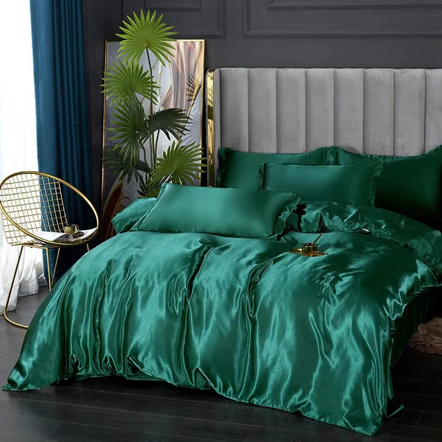 Silk Satin Bedding Set - Opulent Comfort | Ka-mostore