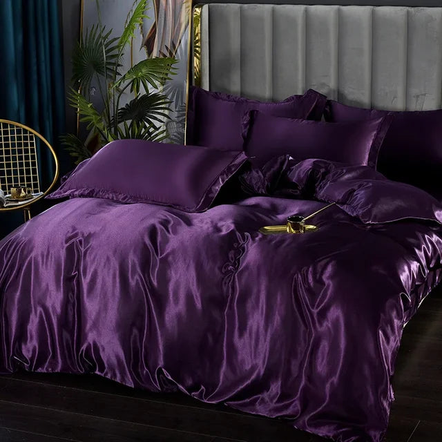 Silk Satin Bedding Set - Opulent Comfort | Ka-mostore