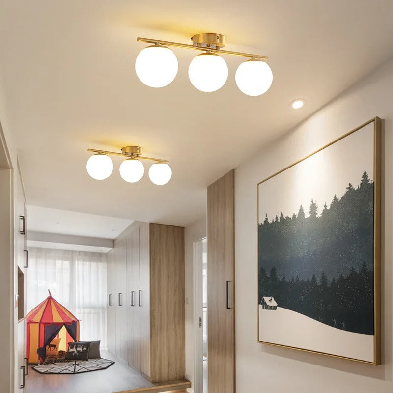Aurora Nordic Ceiling Lamp With Glass Sphere And Gold Accents LED Fixture Glow For Homes