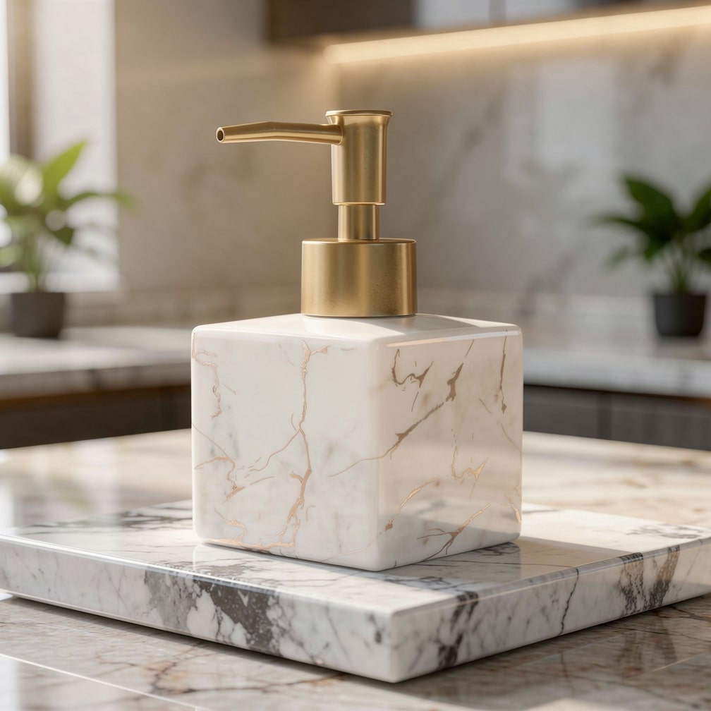 Dispenser per sapone Marmora — Elegante effetto marmo per cucina o bagno