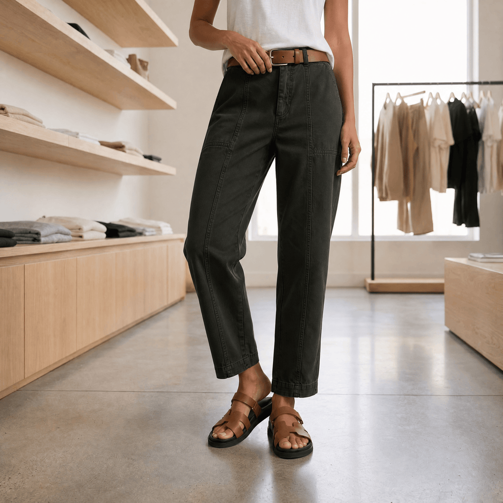 High Waist Tapered Trousers With Folded Ankle Cuffs For Everyday Wear