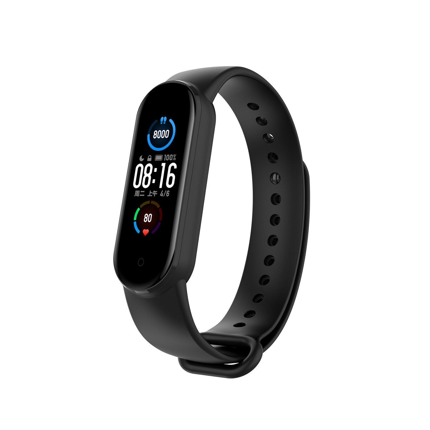 Kompatybilny czarny silikonowy pasek zamienny do Xiaomi Mi Band 5