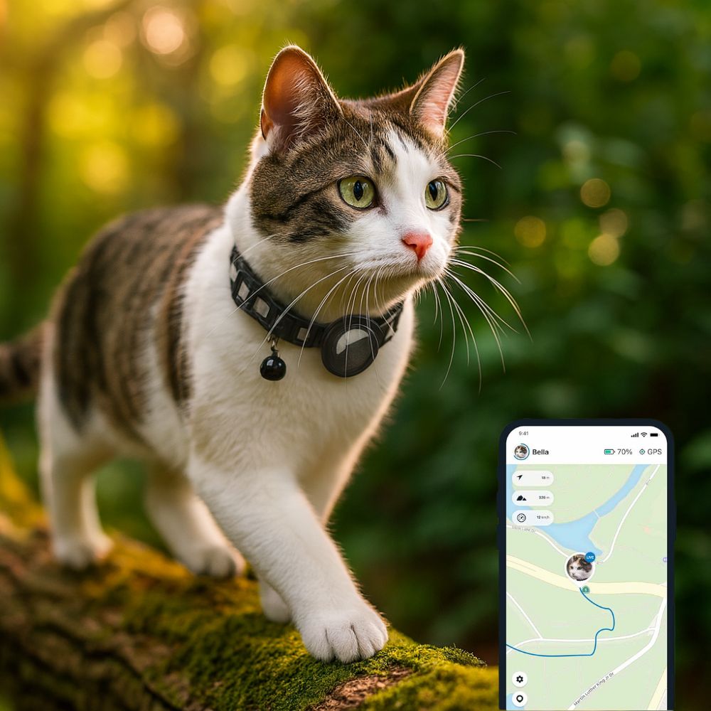 طوق قطط MiauTrack مع حامل مدمج لجهاز تتبع Apple