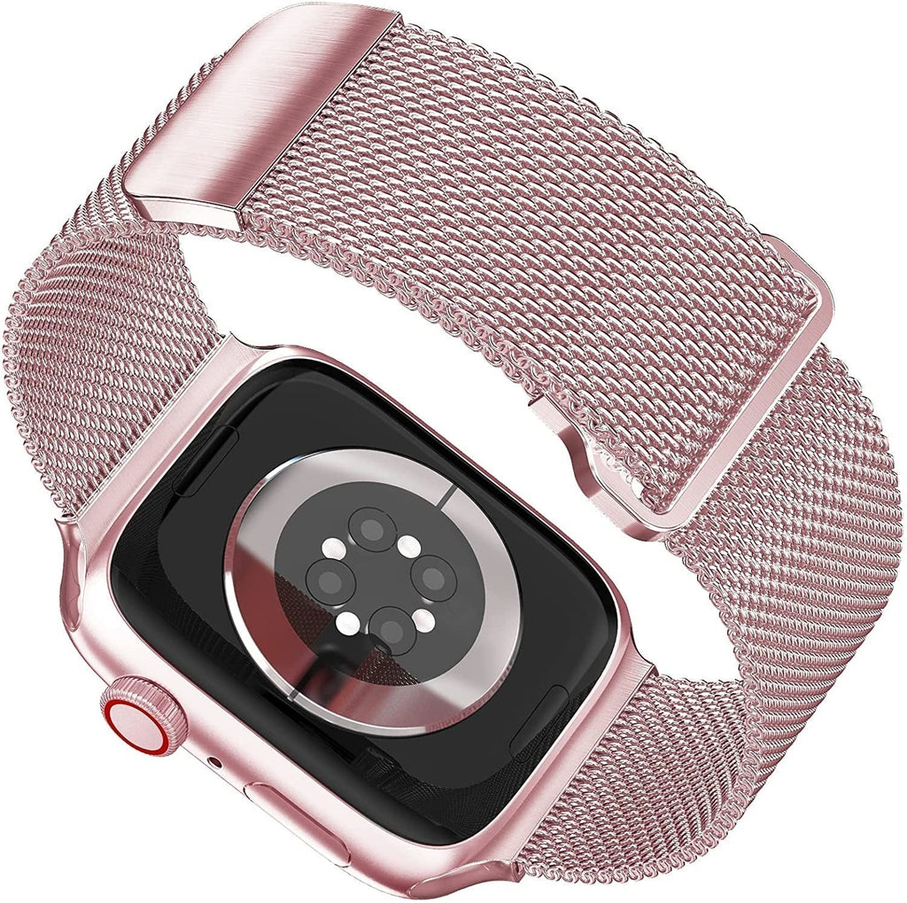 רצועה מילאנזית ורודה־ורדרדה לשעון Apple Watch — סגירה מאובטחת באבזם