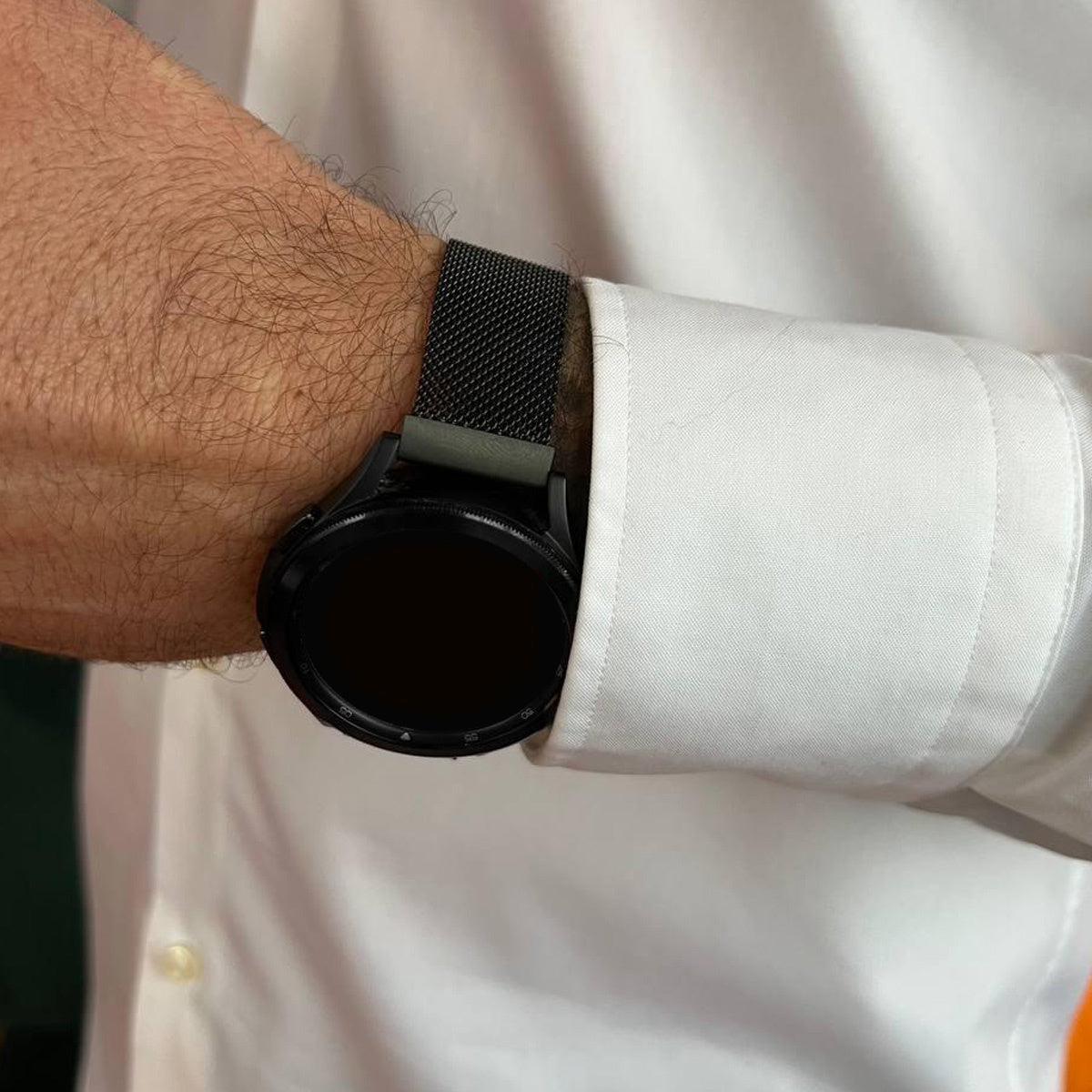 سوار ميلاني أسود من الفولاذ المقاوم للصدأ لساعة Samsung Galaxy Watch 3 مقاس 45 مم