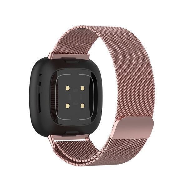 Fitbit Versa 4用 ピンク ミラネーゼ交換ストラップ