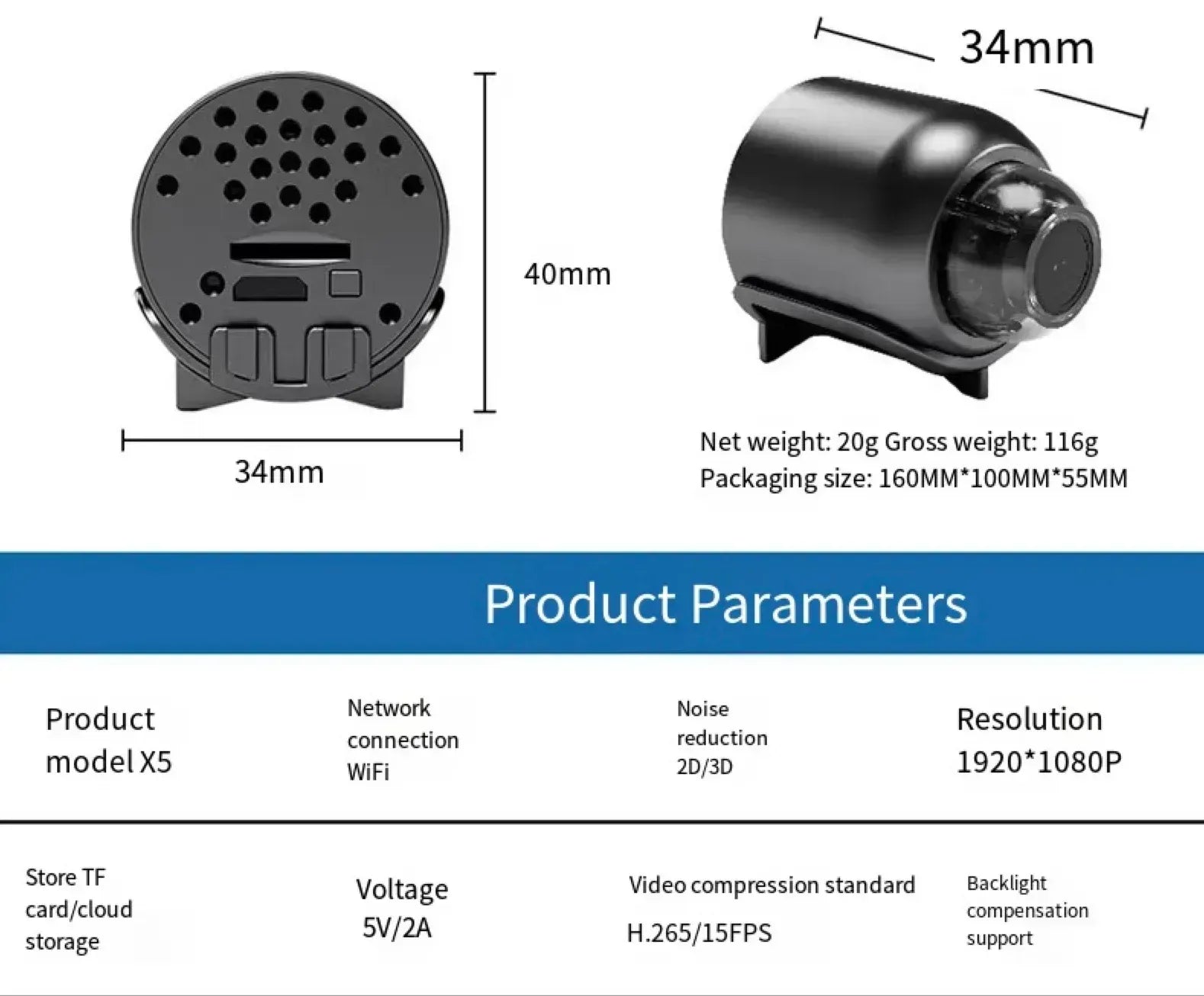 Cámara compacta de vigilancia inalámbrica HD | Ka-mostore