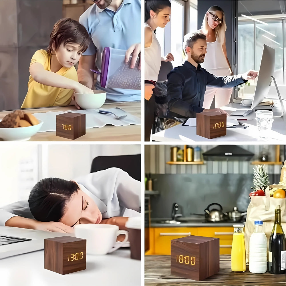 Kompakt, digitális LED-kockaóra hőmérséklet-kijelzővel | Ka-mostore