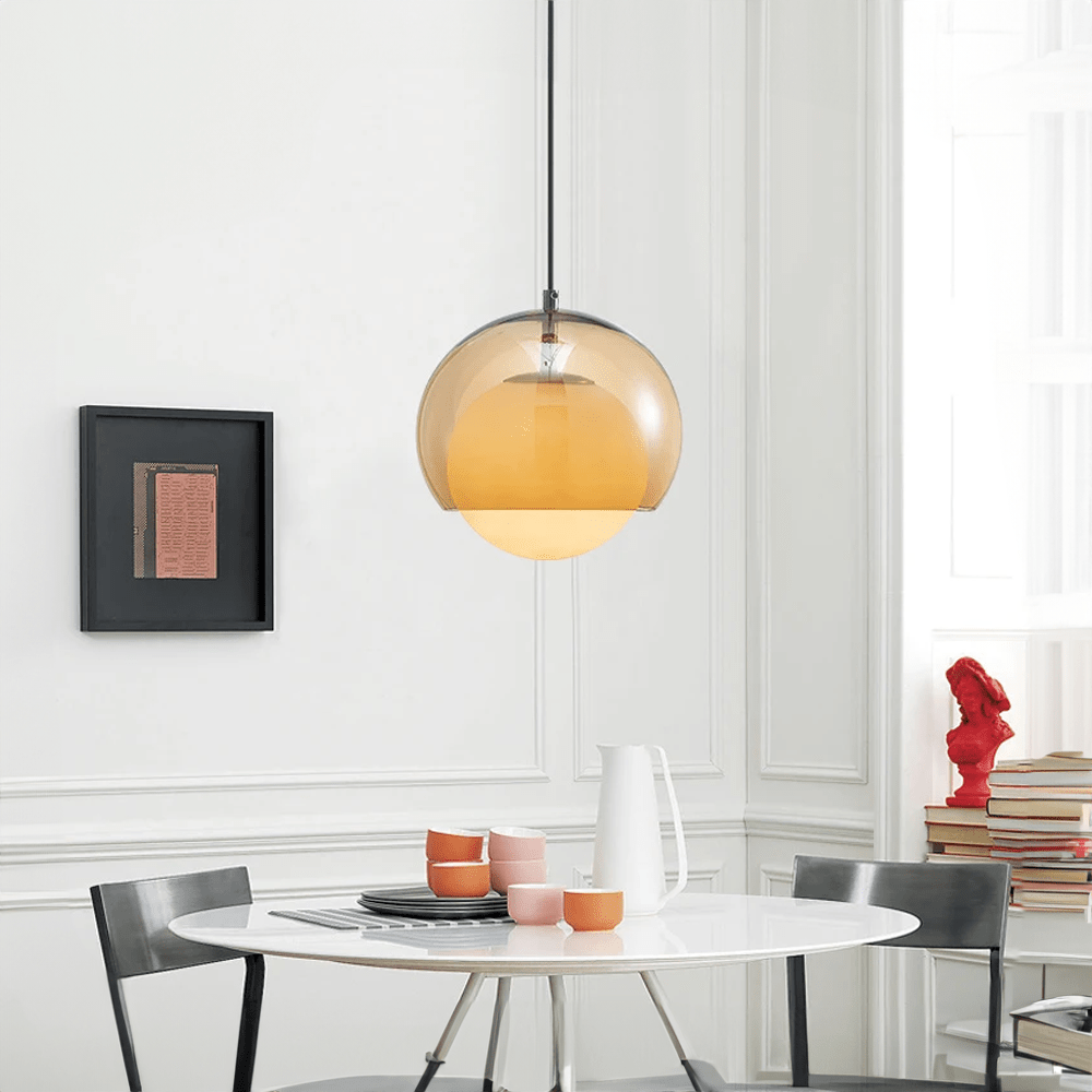 LumaNova Elegant Milky Glass Pendant Light Globe With Brown Tone In Warm Hue For Homes