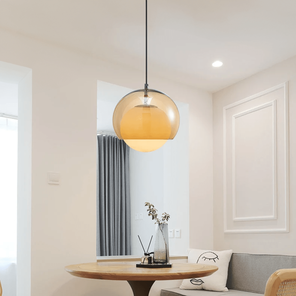 LumaNova Elegant Milky Glass Pendant Light Globe With Brown Tone In Warm Hue For Homes
