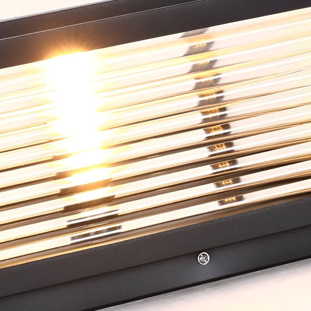 Square Outdoor Pedestal Light With Ribbed Glass And Aluminum Housing