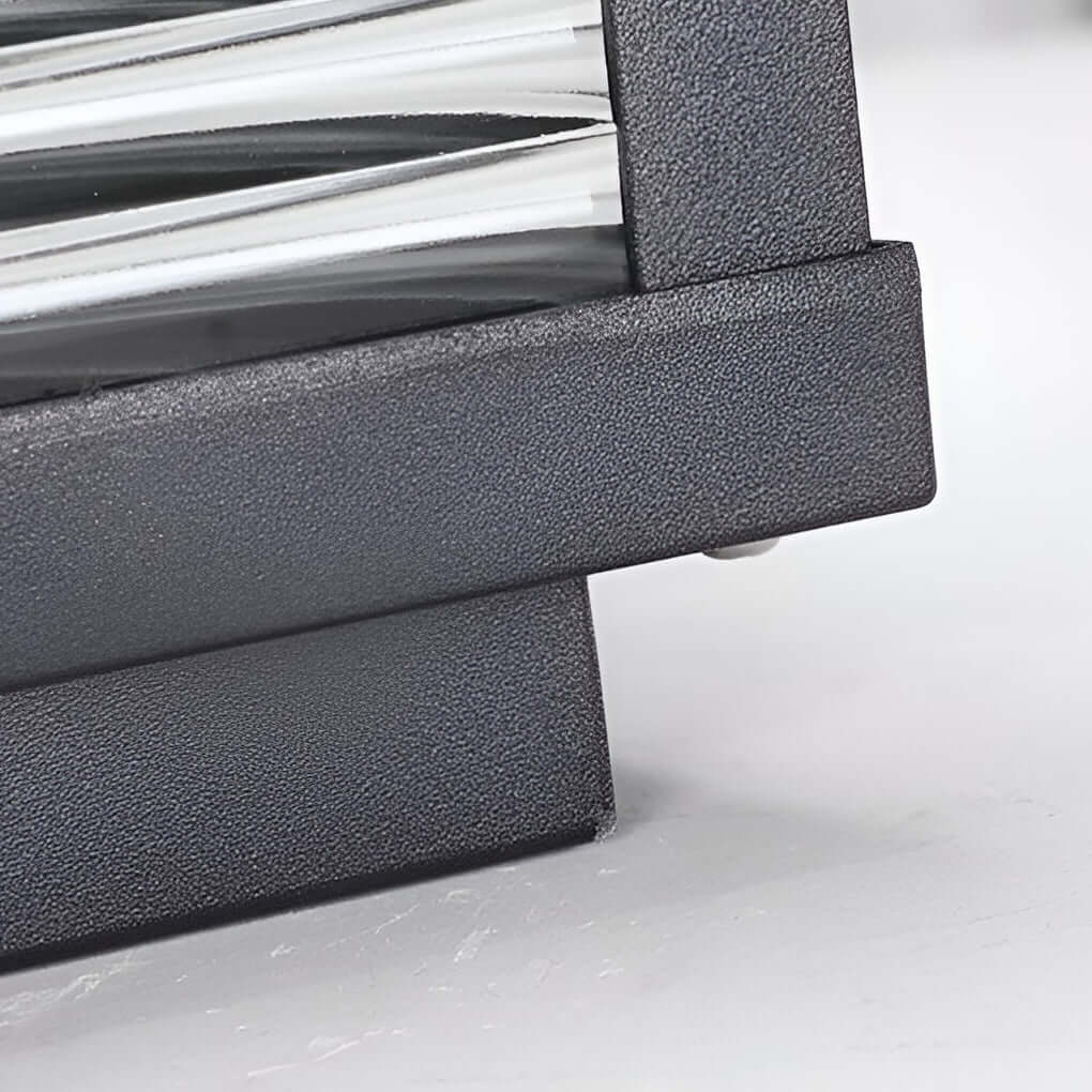 Square Outdoor Pedestal Light With Ribbed Glass And Aluminum Housing