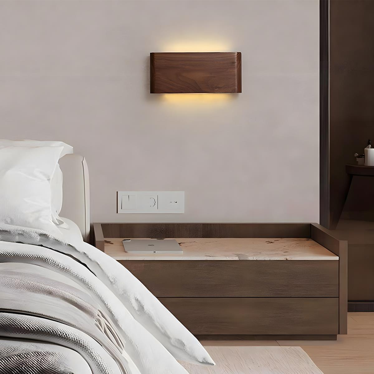 Nástěnná lampa z ořechového dřeva s LED, 6W, stmívatelná pro obývací pokoj a ložnici, Japandi osvětlení